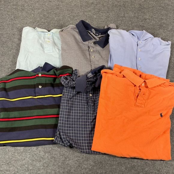 Lot of 6 Polo Ralph‎ Lauren Shirts Short Sleeve Golf Pony Vintage Striped Resale